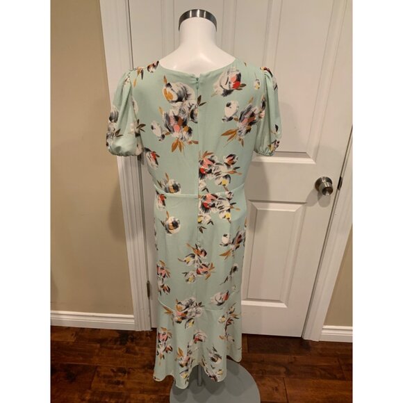 Lauren Ralph Lauren Light Green Floral V-Neck Maxi Dress, Size 12 - Picture 6 of 7